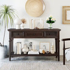 Console rétro avec 3 tiroirs et étagère inférieure – Bleu marine / Blanc antique / Gris délavé / Espresso