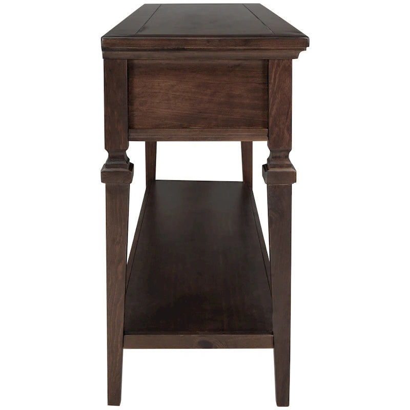 Console rétro avec 3 tiroirs et étagère inférieure – Bleu marine / Blanc antique / Gris délavé / Espresso