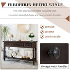 Console rétro avec 3 tiroirs et étagère inférieure – Bleu marine / Blanc antique / Gris délavé / Espresso