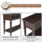 Console rétro avec 3 tiroirs et étagère inférieure – Bleu marine / Blanc antique / Gris délavé / Espresso