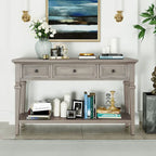 Console rétro avec 3 tiroirs et étagère inférieure – Bleu marine / Blanc antique / Gris délavé / Espresso