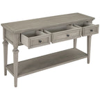Console rétro avec 3 tiroirs et étagère inférieure – Bleu marine / Blanc antique / Gris délavé / Espresso