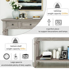 Console rétro avec 3 tiroirs et étagère inférieure – Bleu marine / Blanc antique / Gris délavé / Espresso