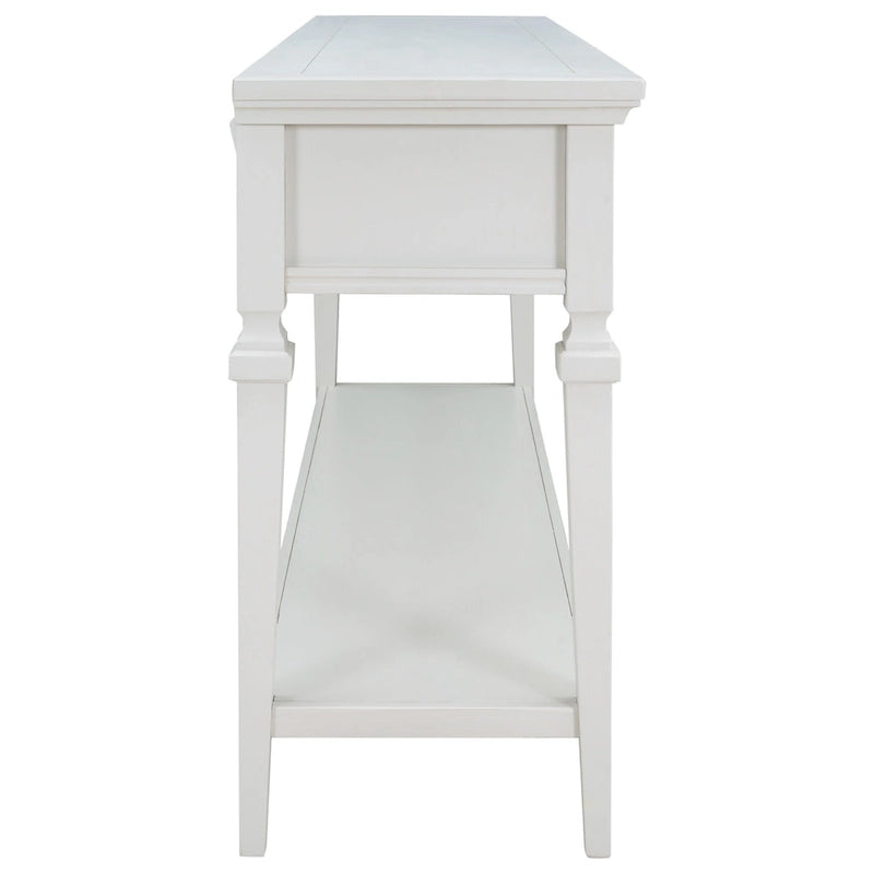 Console rétro avec 3 tiroirs et étagère inférieure – Bleu marine / Blanc antique / Gris délavé / Espresso