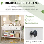 Console rétro avec 3 tiroirs et étagère inférieure – Bleu marine / Blanc antique / Gris délavé / Espresso
