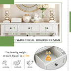 Console rétro avec 3 tiroirs et étagère inférieure – Bleu marine / Blanc antique / Gris délavé / Espresso