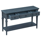 Console rétro avec 3 tiroirs et étagère inférieure – Bleu marine / Blanc antique / Gris délavé / Espresso