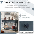 Console rétro avec 3 tiroirs et étagère inférieure – Bleu marine / Blanc antique / Gris délavé / Espresso