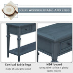 Console rétro avec 3 tiroirs et étagère inférieure – Bleu marine / Blanc antique / Gris délavé / Espresso