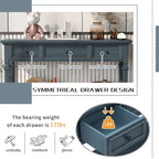 Console rétro avec 3 tiroirs et étagère inférieure – Bleu marine / Blanc antique / Gris délavé / Espresso