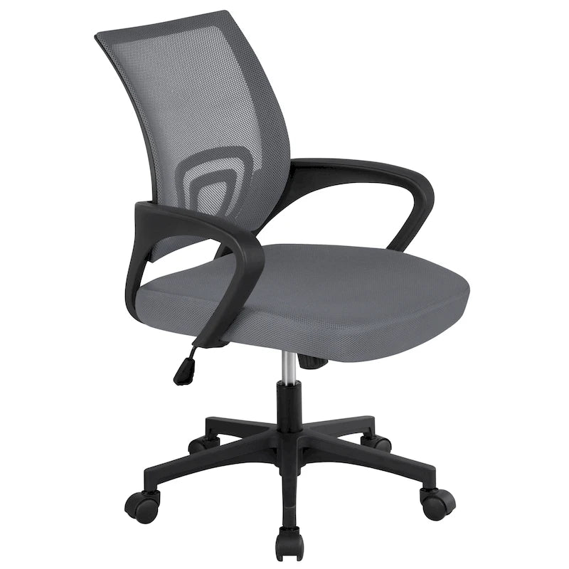 Chaise de bureau pivotante à dossier mi-haut en maille, gris foncé / rouge / gris / bleu / noir / violet, pour 1 personne
