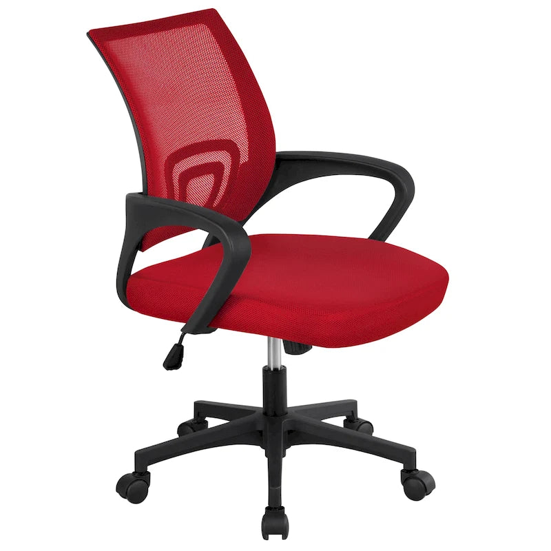 Chaise de bureau pivotante à dossier mi-haut en maille, gris foncé / rouge / gris / bleu / noir / violet, pour 1 personne