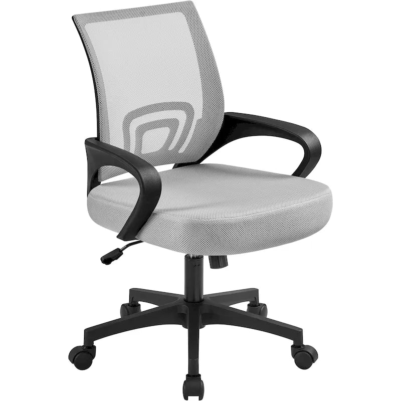 Chaise de bureau pivotante à dossier mi-haut en maille, gris foncé / rouge / gris / bleu / noir / violet, pour 1 personne