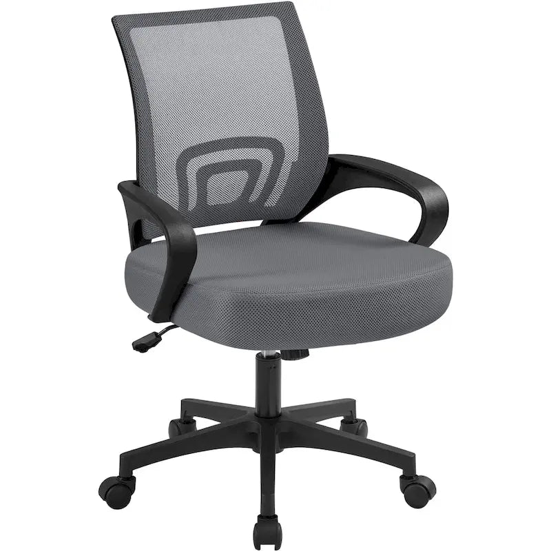 Chaise de bureau pivotante à dossier mi-haut en maille, gris foncé / rouge / gris / bleu / noir / violet, pour 1 personne