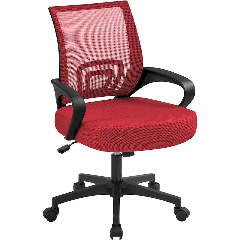 Chaise de bureau pivotante à dossier mi-haut en maille, gris foncé / rouge / gris / bleu / noir / violet, pour 1 personne