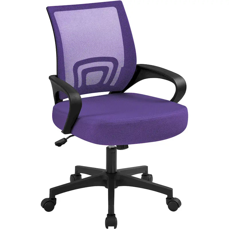 Chaise de bureau pivotante à dossier mi-haut en maille, gris foncé / rouge / gris / bleu / noir / violet, pour 1 personne