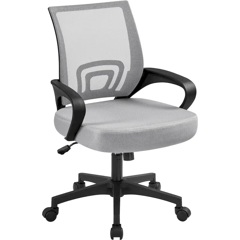 Chaise de bureau pivotante à dossier mi-haut en maille, gris foncé / rouge / gris / bleu / noir / violet, pour 1 personne
