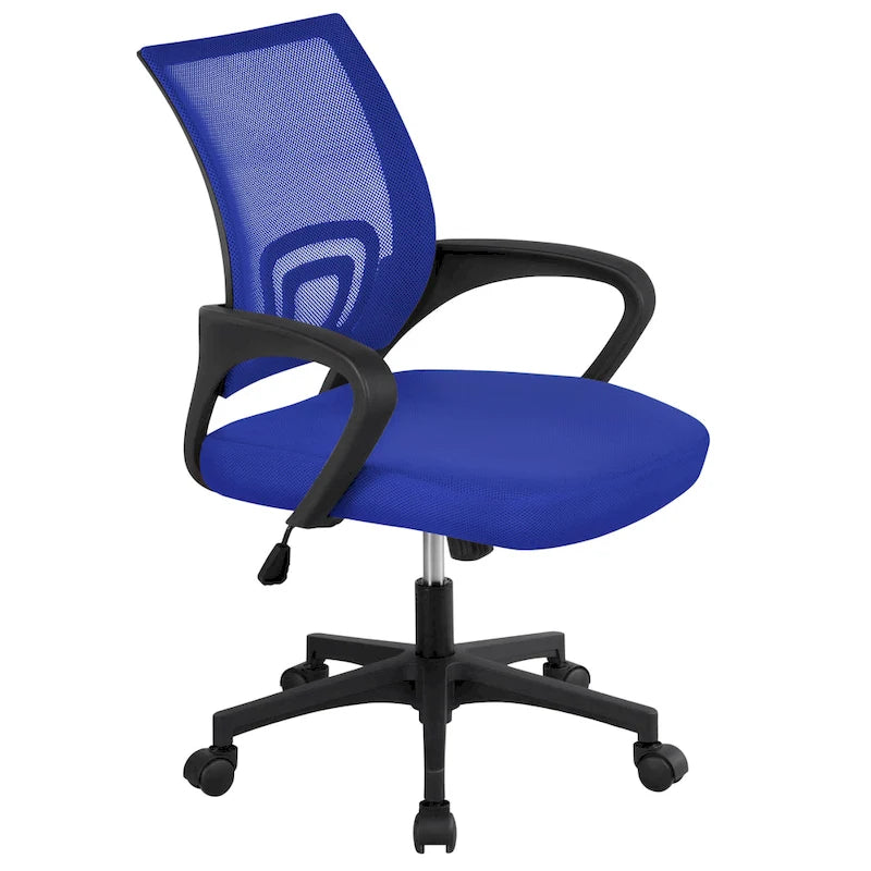 Chaise de bureau pivotante à dossier mi-haut en maille, gris foncé / rouge / gris / bleu / noir / violet, pour 1 personne
