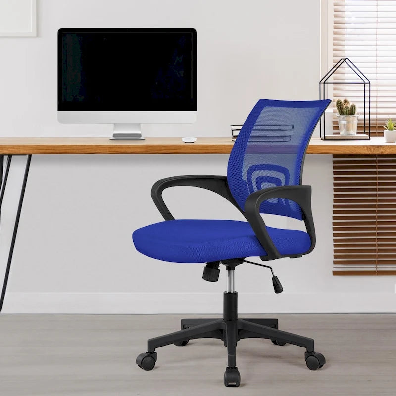 Chaise de bureau pivotante à dossier mi-haut en maille, gris foncé / rouge / gris / bleu / noir / violet, pour 1 personne