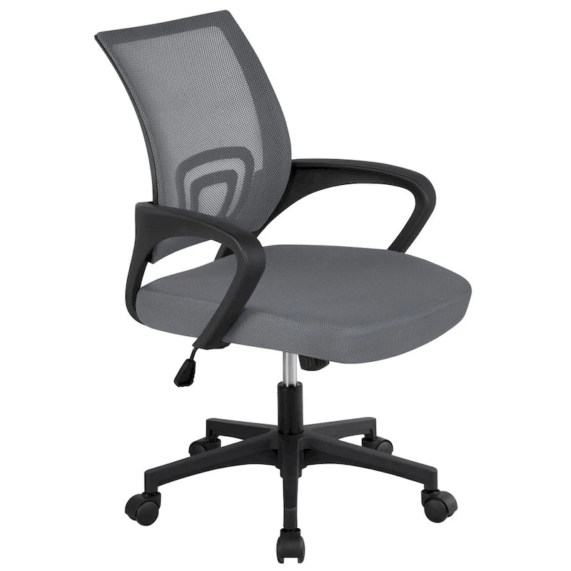 Chaise de bureau pivotante à dossier mi-haut en maille, gris foncé / rouge / gris / bleu / noir / violet, pour 1 personne