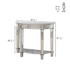 Console demi-lune argentée avec étagère, 1 personne