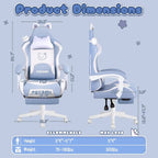 Chaise Gaming Kawaii Noire / Rose avec Oreilles de Chat et Repose-Pieds, pour 1 Personne