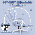 Chaise Gaming Kawaii Noire / Rose avec Oreilles de Chat et Repose-Pieds, pour 1 Personne