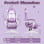 Chaise Gaming Kawaii Noire / Rose avec Oreilles de Chat et Repose-Pieds, pour 1 Personne