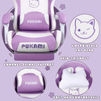 Chaise Gaming Kawaii Noire / Rose avec Oreilles de Chat et Repose-Pieds, pour 1 Personne