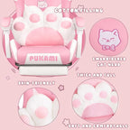 Chaise Gaming Kawaii Noire / Rose avec Oreilles de Chat et Repose-Pieds, pour 1 Personne