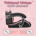 Chaise Gaming Kawaii Noire / Rose avec Oreilles de Chat et Repose-Pieds, pour 1 Personne